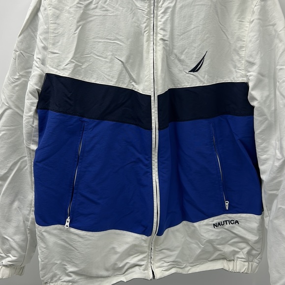 VINTAGE NAUTICA JACKET MENS SIZE LARGE REVERSIBLE BACK FLEECE FULL ZIP JACKET - Picture 5 of 11